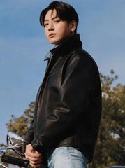 NYC 2026 Jungkook Black Leather Jacket