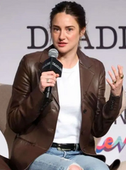 LA 2026 Shailene Woodley Brown Leather Coat