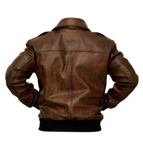 A2 Aviator Flight Military Pilot Bomber Brown Leather Jacket