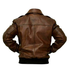 A2 Aviator Flight Military Pilot Bomber Brown Leather Jacket