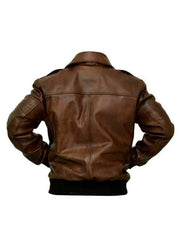 A2 Aviator Flight Military Pilot Bomber Brown Leather Jacket