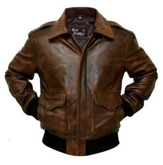 A2 Aviator Flight Military Pilot Bomber Brown Leather Jacket