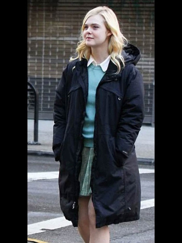 A Rainy Day In New York Elle Fanning Black Coat