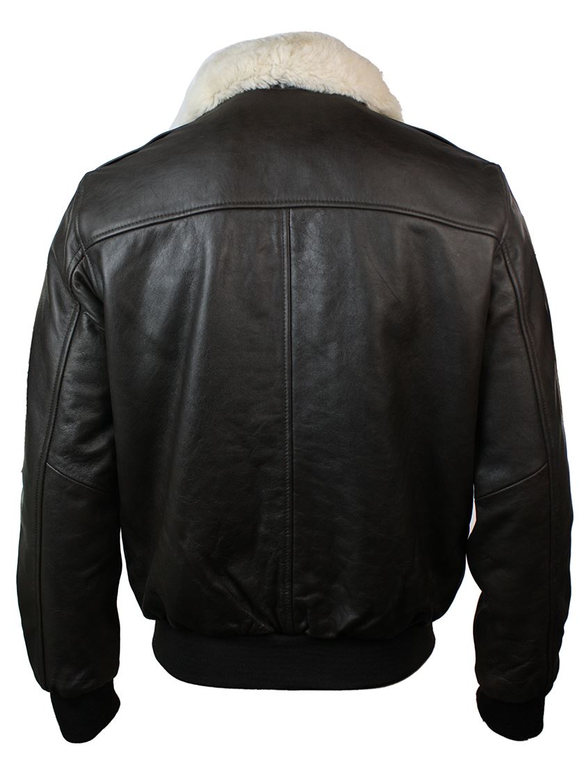 A2 Flight Aviator Real Fur Collar Bomber Leather Jacket