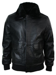 A2 Flight Aviator Real Fur Collar Bomber Leather Jacket