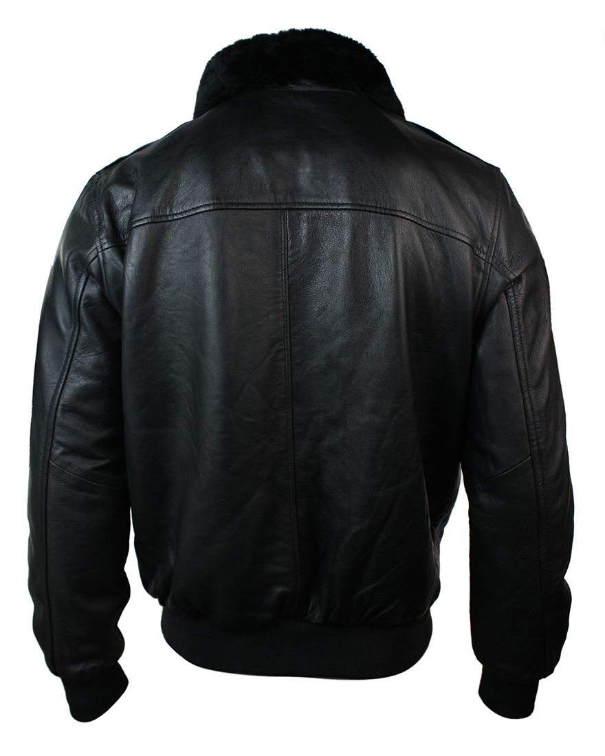 A2 Flight Aviator Real Fur Collar Bomber Leather Jacket