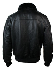 A2 Flight Aviator Real Fur Collar Bomber Leather Jacket