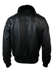 A2 Flight Aviator Real Fur Collar Bomber Leather Jacket