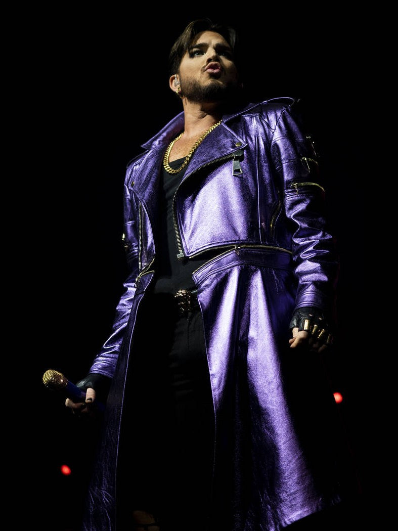 Adam Lambert Purple Leather Coat