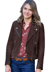 Love Finds You Aimee Teegarden Brown Suede Leather Jacket