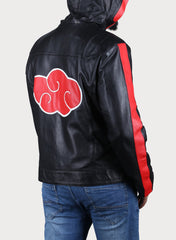 Naruto Akatsuki Leather Jacket with Hood