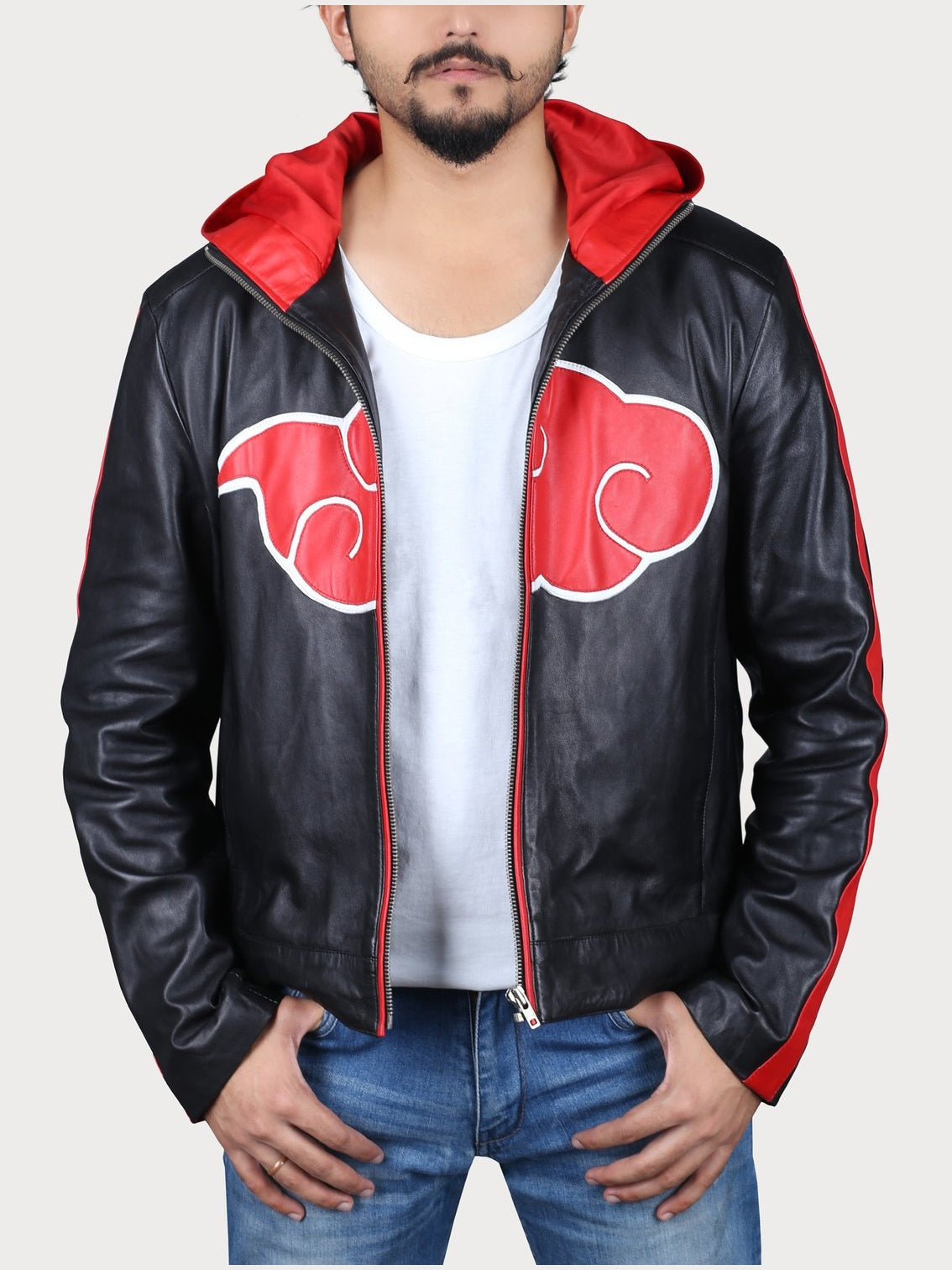 Naruto Akatsuki Leather Jacket with Hood