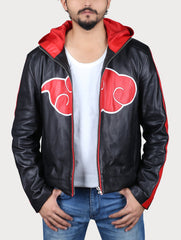 Naruto Akatsuki Leather Jacket with Hood