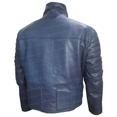 Alessandra Ambrosio Blue Leather Jacket