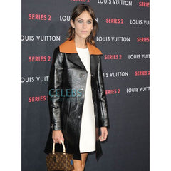 Alexa Chung Black Leather Trench Coat