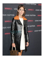 Alexa Chung Black Leather Trench Coat
