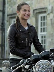 Tomb Raider Alicia Vikander Biker Leather Jacket