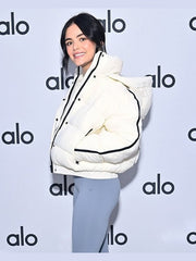 Lucy Hale Alo’s Winter House White Hooded Jacket