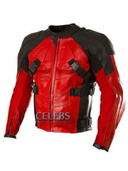 Deadpool Red and Black Motorcycle Leather Jacket