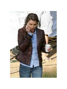 Bedtime Stories Keri Russell Brown Leather Jacket