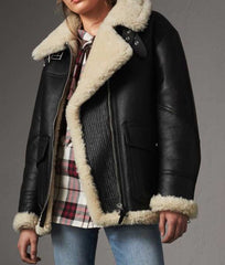 Womens Aviator Ivory Shearling Jacket
