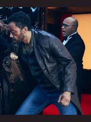 The Last Mercenary Black Leather Coat