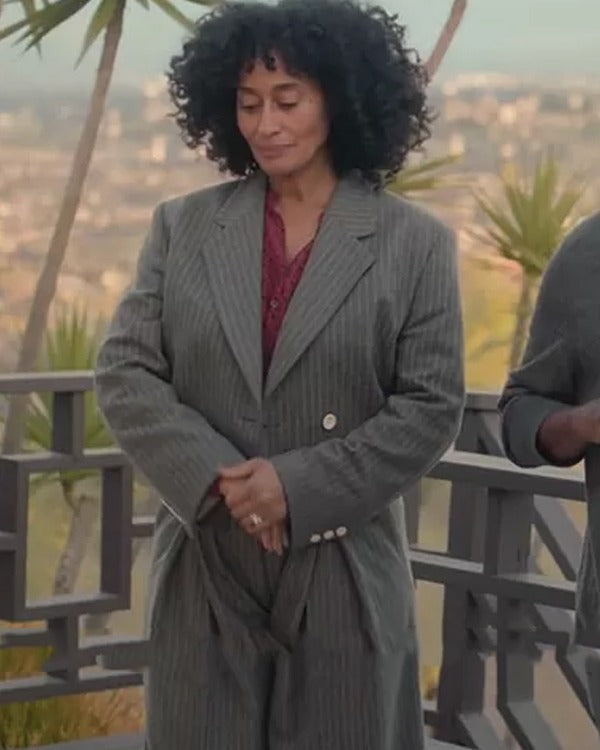 Black-ish Rainbow Johnson Gray Pinstripe Cropped Blazer