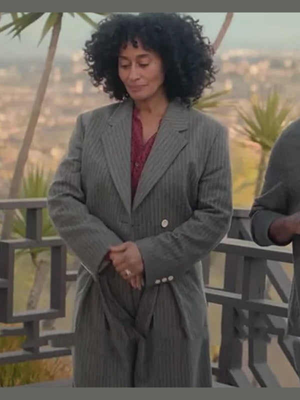 Black-ish Rainbow Johnson Gray Pinstripe Cropped Blazer