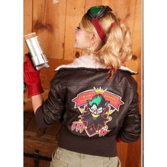 Bombshell Harley Quinn Brown Leather Jacket