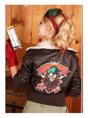 Bombshell Harley Quinn Brown Leather Jacket