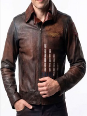 Vought Rising Bombsight Distressed Leather Jacket