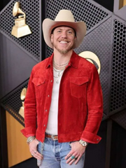 Grammy 2026 Brandon Lake Red Suede Jacket
