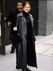 New York City 2025 Olivia Holt Leather Trench Coat