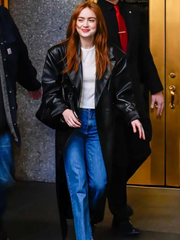 NYC Sadie Sink Black Leather Coat