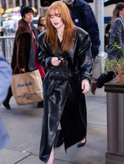 NYC Sadie Sink Black Leather Coat