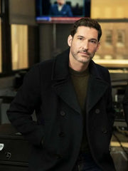 CIA Tom Ellis Black Peacoat