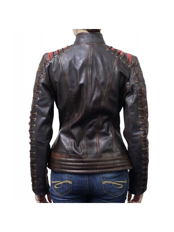 Women's Cafe Race OX Blood Waxed Brown Leather Jacket