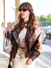Daisy Edgar-Jones Paris 2026 Brown Leather Jacket