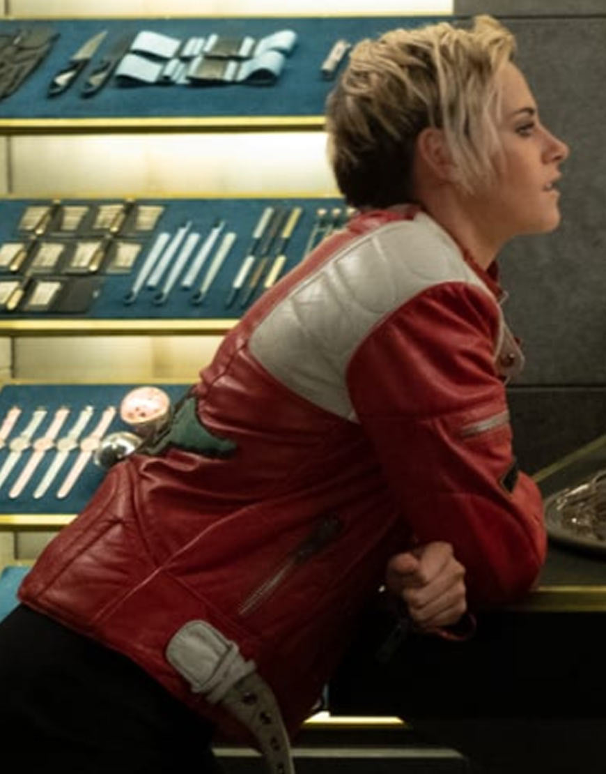 Charlie’s Angels Kristen Stewart Red and White Leather Jacket
