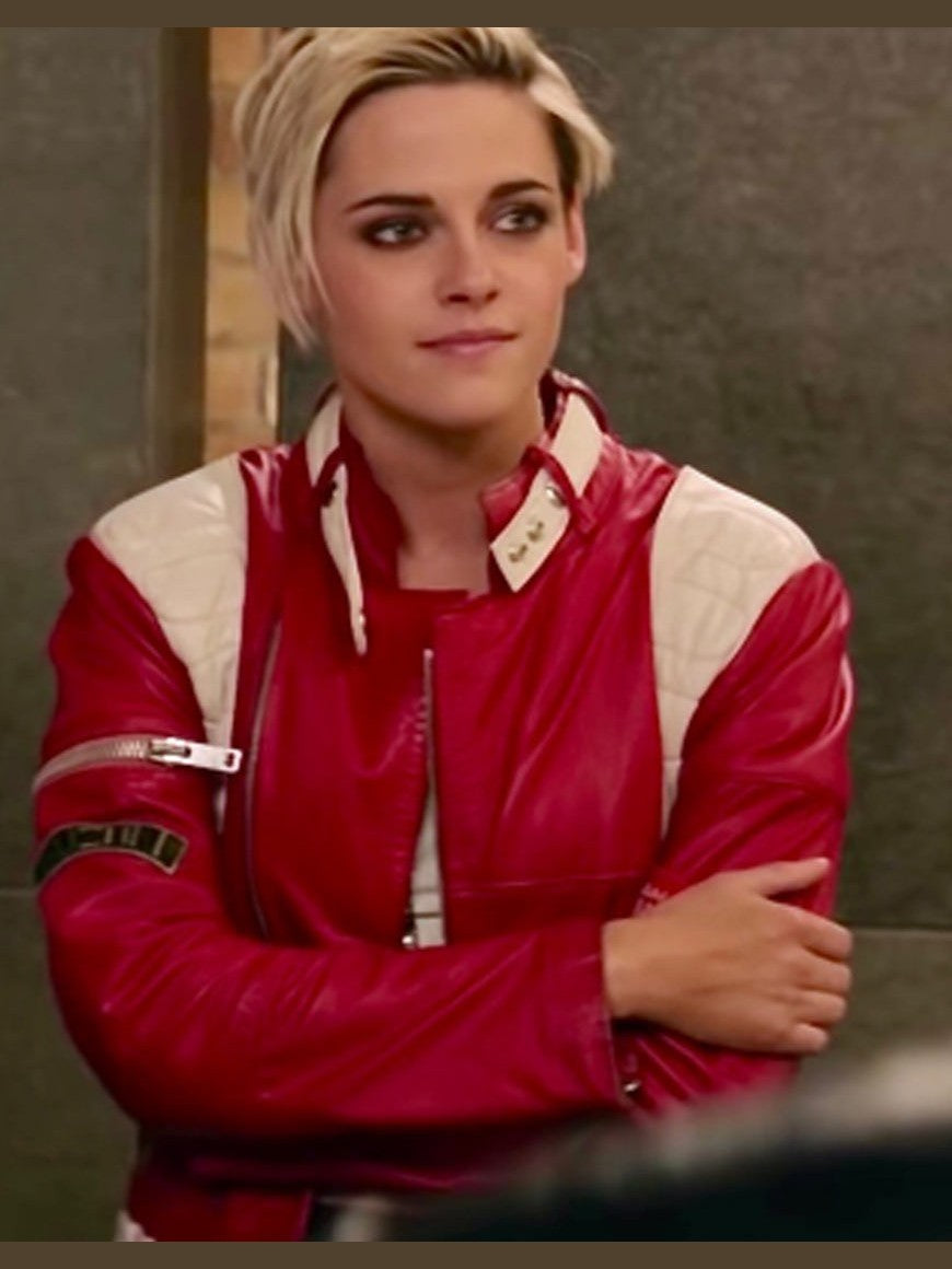Charlie’s Angels Kristen Stewart Red and White Leather Jacket