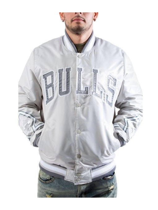 Chicago Bulls Silver Satin Jacket