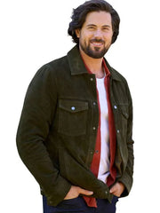 Love Finds You Chris McNally Green Suede Jacket