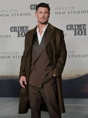 Crime 101 Chris Hemsworth Brown Wool Coat