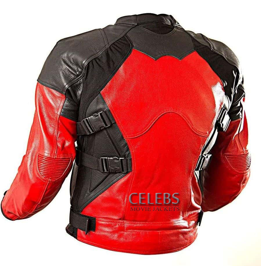 Deadpool Red and Black Motorcycle Leather Jacket
