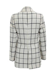 Women Double Breasted Checkered Wool Coat