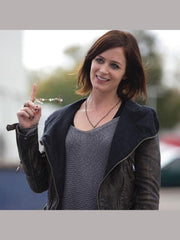 Emily Blunt Arthur Newman Mike Hooded Leather Jacket
