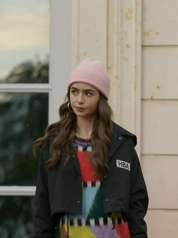 Emily In Paris Lily Collins HBA Logo Jacket