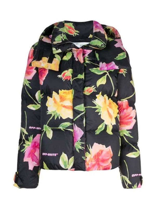 Emily In Paris Lily Collins Floral Puffer Jacket