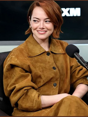 Emma Stone Bugonia Press Tour Brown Jacket