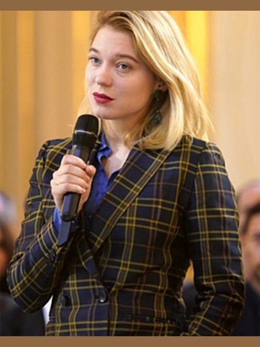 France 2021 Lea Seydoux Checkered Coat